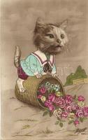 Cat with rose bucket. Mésange 635. (EK)
