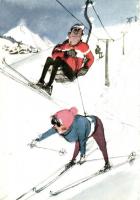 4 db MODERN sí és jégkorong (hoki) motívumlap / 4 modern ski and ice hockey motive cards