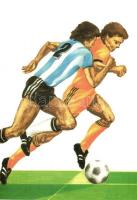 9 db MODERN grafikai motívumlap az 1986-os Mexikói Labdarúgó Világbajnokságról. Svindt Ferenc rajzai...