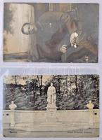 64 db RÉGI első és második világháborús katonai képeslap fotókkal és bélyegzésekkel albumban. Érdeke...