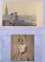 64 db RÉGI első és második világháborús katonai képeslap fotókkal és bélyegzésekkel albumban. Érdeke...