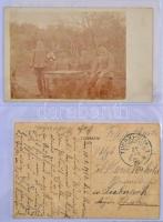 64 db RÉGI első és második világháborús katonai képeslap fotókkal és bélyegzésekkel albumban. Érdeke...