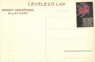 Budapest Székesfővárosi Állatkert reklámlapja alkalmi bélyeggel / Budapest zoo advertisement art pos...