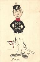 Nodzu. Barcsay Adorján levele / Caricature of a Japanese military officer of the Russo-Japanese War, D&C.B. Serie 2237. artist signed