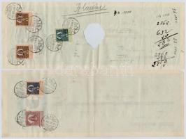 1927-1931. 5db részben kitöltött váltó, bélyegzésekkel, illetékbélyegekkel, egyik lyukasztással érvé...