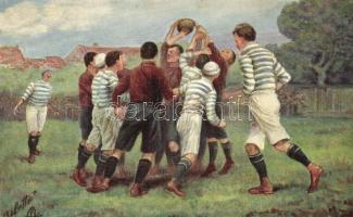 Football players. Raphael Tuck & Sons Oilette Serie Fußballspieler No. 595. B. (kopott sarkak / worn corners)