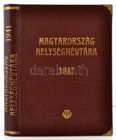 Magyarország helységnévtára 1941.+1. Pótfüzet. Szerk.: Magyar Királyi Központi Statisztikai Hivatal. Bp., [1941], Hornyánszky Viktor. Átkötött aranyozott modern egészvászon-kötés, hullámos, foltos lapokkal.