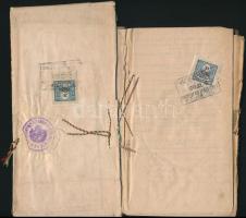 cca 1906 Munkakönyv, hozzácsatolt magyar fordítással, okmánybélyeggel, kissé viseltes állapotban