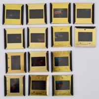 cca 1970 Erotikus fotók, üveg diákon, 14 db, 5x5 cm