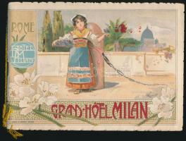 cca 1890 Grand Hotel Milan képes füzet lito borítóval / Picture booklet with litho cover