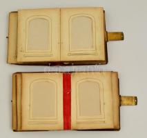 2 db század eleji gyöngyház borítású, réz kapcsos fényképalbum vizitkártya méretű fotóknak