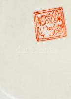 Kínai kézzel festett porcelán madaras szelence / Chinese porcelain hand painted bonbonniere 11 cm