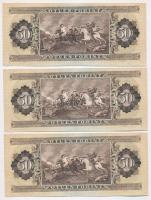 1980. 50Ft (3x) sorszámkövetők T:I nyomdai papírránccal