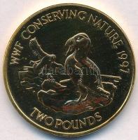 Alderney 1997. 2Ł aranyozott Cu-Ni Lundák T:1- Alderney 1997. 2 Pounds gold plated Cu-Ni Puffin birds C:AU  Krause KM#16