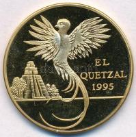 Guatemala 1995. 10Q aranyozott fém Quetzal madár T:PP Guatemala 1995. 10 Quetzales gold plated metal Quetzal bird C:PP