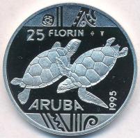 Aruba 1995. 25Fl Ag Tengeri teknősök T:PP Aurba 1995. 25 Florin Ag Sea turtles C:PP Krause KM#15