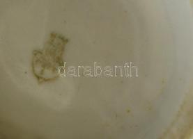 Zsolnay porcelán virágmintás bögre + kis kiöntő, jelzett, kopásnyomokkal, m: 3 és 9 cm