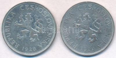 Csehszlovákia 1928-1929. 5K Ag (2x) T:2,2-
Czechoslovakia 1928-1929. 5 Korun Ag (2x) C:XF,VF 
Krau...