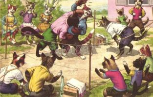 Box match with cats. Alfred Mainzer - modern postcard (gluemark)