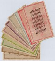 1946. 10db-os adópengő tétel, mind klf, azaz az egyes névértékek sorozat és sorszámmal illetve nélkü...