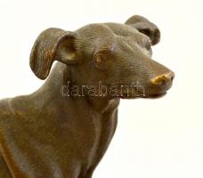 Jelzés nélkül: Agár. Bronz, fa talapzaton, m:21,5 cm, h:28 cm