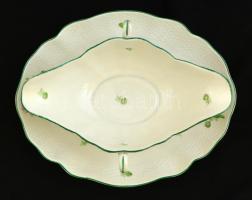 Herendi tertia szószos kínáló, kézzel festett, kopott, jelzett, 26×21 cm