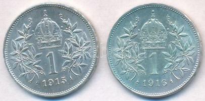 Ausztria 1915-1916. 1K Ag "Ferenc József" (2x) T:1-
Austria 1915-1916. 1 Corona "Fra...