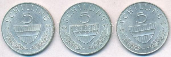 Ausztria 1965-1968. 5Sch Ag (3xklf) T:1-,2 Austria 1965-1968. 5 Schilling Ag (3xdiff) C:AU,XF