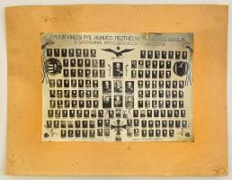 1944 a M. Kir. Kinizsi Pál Honvéd Tiszthelyettesképző Iskola 3. századánál 1944. évben végzett hallgatók, tablófotó, kartonra ragasztva, hátulján pecséttel jelzett, 21×29 cm