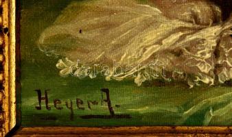 Heyer jelzéssel: Cica, olaj, vászon, fa keretben, 20,5×27 cm