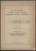 1940 Ünnepi közgyűlés a Magyar Néprajzi Társaság alapításának ötvenéves évfordulóján. Dr. Hóman Bálint megnyitó-, Dr. gróf Zichy István ünnepi beszédével, és Dr. Bartucz Lajos előadásával. Különlenyomat az Ethnographia 1940. 1. sz. Bp.,1940, (Kertész József-ny., Karcag), 16 p.