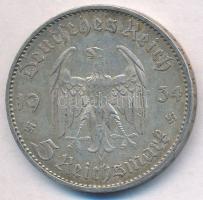 Német Harmadik Birodalom 1934A 5M Ag "Náci hatalom első évfordulója" T:2,2- patina
German...