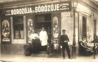 ~1928 Budapest III. Óbuda, Lőrincz istván kocsmáros Borozója és Sörözője az Óbudai szép asszonyhoz, Szentendrei utca, rendőr. photo