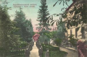 Eperjes, Presov; Angolkisasszonyok intézete, kert / girl school, garden (ázott sarok / wet corner)