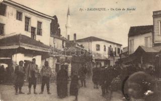 Thessaloniki, Salonique; Un Coin du marche / market with vendors (Rb)
