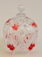 Festett üveg bonbonier, formába öntött, jelzés nélkül, hibátlan, m: 13,5 cm