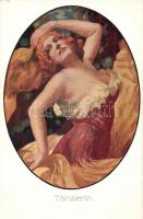 Tänzerin / Dancer. Gently erotic art postcard. P.G.W.I. 508-2. s: Alfred Offner