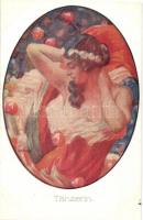Tänzerin / Dancer. Gently erotic art postcard. P.G.W.I. 508-1. s: Alfred Offner