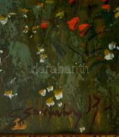 Csókfalvy jelzéssel: Pipacsok közt, olaj, fa, üvegezett fa keretben, 50×70 cm