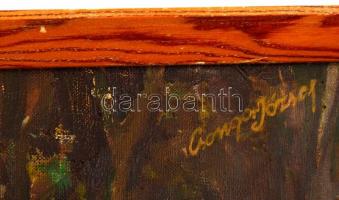 Csongor József (?-?): Erdőben, olaj, vászon, jelzett, fa keretben, 79×59 cm