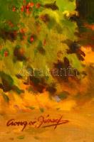 Csongor József (?-?): Vaddisznóviadal, olaj, vászon, jelzett, 50×60 cm