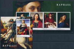 Raffaello, paintings minisheet + block, Raffaello, festmények kisív + blokk