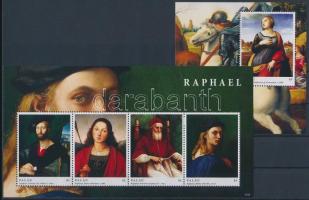 Raffaello, festmények kisív + blokk, Raffaello, paintings minisheet + block