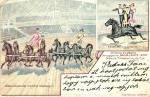 Barnum and Bailey Limited Grösste Schaustellung der Erde / German circus advertisement, horse acrobats. litho (EB)