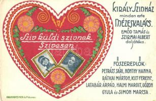 Szív küldi szívnek szívesen. Király Színház Mézeskalács reklámlap / Hungarian theatre advertisement (EK)