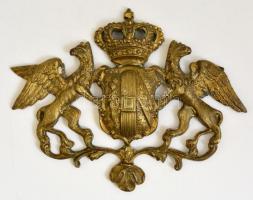 cca 1900 Habsburg-Lotharingiai-ház címere, feltehetően hintódíszként használt, réz, jelzés nélkül, 12x16 cm