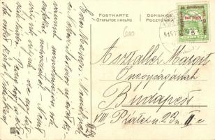 Boldog Újévet! / New Year greeting art postcard. dog, litho