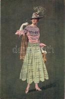 Fashion art postcard, lady. K.Ph.W. II. 575.