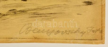 Benyovszky István (1898-1969): Lovasszán, színezett rézkarc, papír, jelzett, paszpartuban, körbevágv...