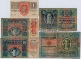 1902-1916. 7db-os vegyes magyar korona bankjegy tétel T:III,III-,IV
